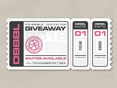 2 Dribbble Invitations design dribbble giveaway icon illustration invitation invite logo overlay shot ticket vector