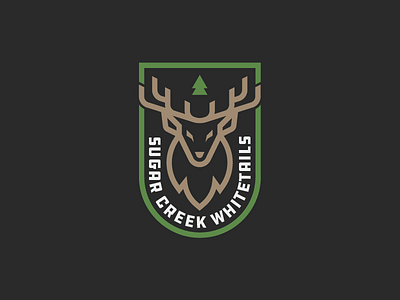 Sugar Creek Whitetails - Logo antlers badge branding deer hunting identity illustration logo mark tree whitetail