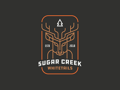 Sugar Creek Whitetails - Logo animal antlers badge branding deer hunting identity lines logo mark tree whitetail