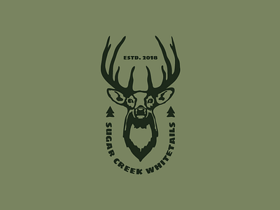 Sugar Creek Whitetails - Logo animal antlers branding buck deer identity illustration logo mark realistic tree whitetail