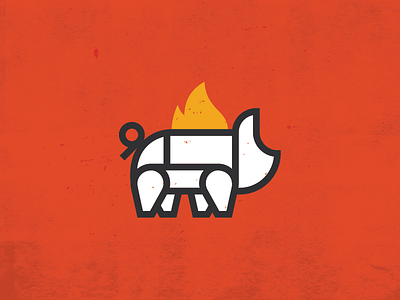 Wilson Bros. Barbeque & Catering - Pig Illustration animal barbecue bbq branding fire identity illustration logo mark packaging pig texture