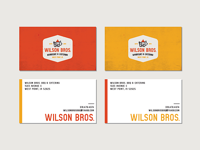 Wilson Bros. Barbeque & Catering - Business Cards bbq branding business card fire lines logo modern packaging pig texture type typography