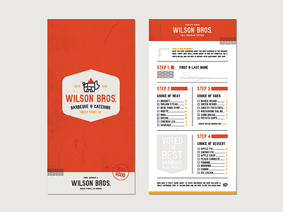 Wilson Bros. Barbeque & Catering - Menu Slip bbq branding food identity layout logo menu packaging pattern restaurant texture typography