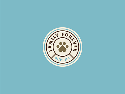 Family Forever Puppies Branding badge branding circle clean dog identity illustration lines logo mark paw simple