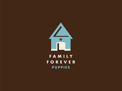 Family Forever Puppies Branding branding clean design dog house illustration logo mark paw shadows simple vector