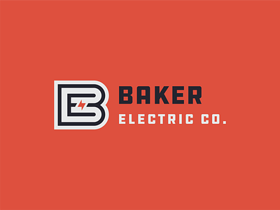 Rebrand - Baker Electric Co. b monogram badge bold bolt branding e monogram electric icon identity industrial lightning lines logo monogram typography