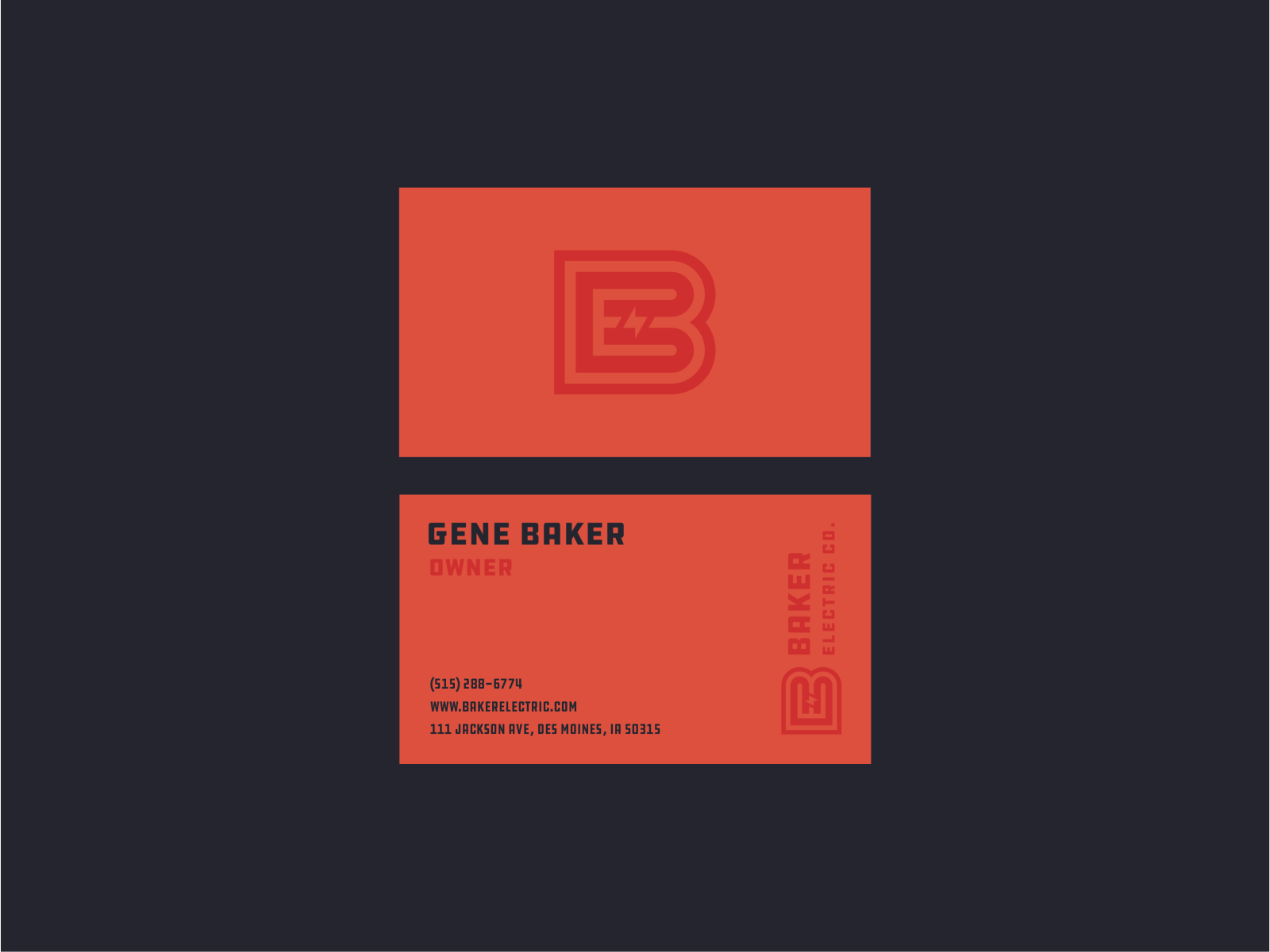 Baker Electric Co. Business Cards by Dylan Menke on Dribbble