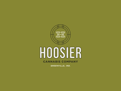 Hoosier Cannabis Company - Concept 1 badge branding cannabis cbd h icon h logo identity indiana lines logo marijuana outline typography vintage vintage type weed