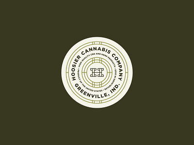 Hoosier Cannabis Company - Concept 1 badge badge design cannabis cbd detailed lines h icon h logo icon illustration indiana lines logo minimal modern type vintage vintage badge weed