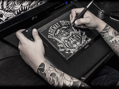 My work cintiq illustration merch merchband parkwaydrive photoshop tiger tshirt wacom