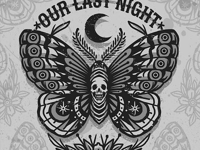"Traditional Moth" for Band "Our Last Night" art design illustration merch merchband moth photoshop skull t shirt tattoo traditionaltattoo wacom