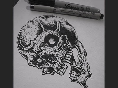 Design Skull for t-shirt art blackwork design drawing illustration merch merchband pointillism skull t shirt