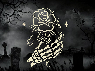 Skull Hand & Rose t-shirt art brand design handskull illustration photoshop rose traditionaltattoo tshirt wacom