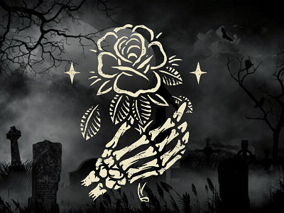 Skull Hand & Rose t-shirt