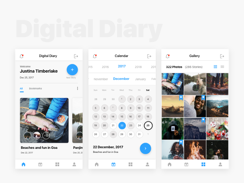 Digital Diary App by Varun Murukan on Dribbble