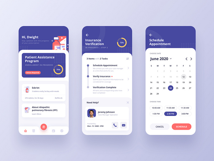 Enrollment Health App Interface Design by Black Flag Creative on Dribbble