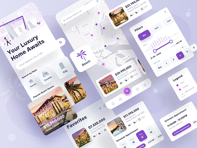 Real Estate Mobile App UI app app design dribbble filter ios map minimal mobile navigation real estate schedule search sketch social ui user experience user interface user interfaces ux web