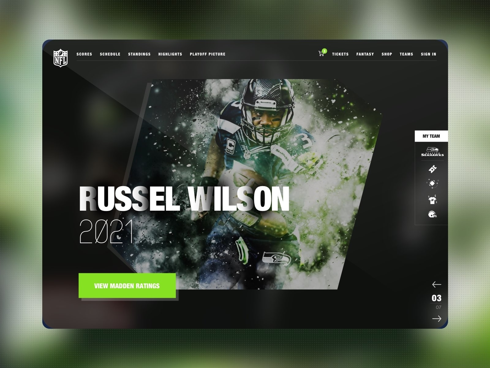 NFL Website Hero Interface Design by Black Flag Creative on Dribbble