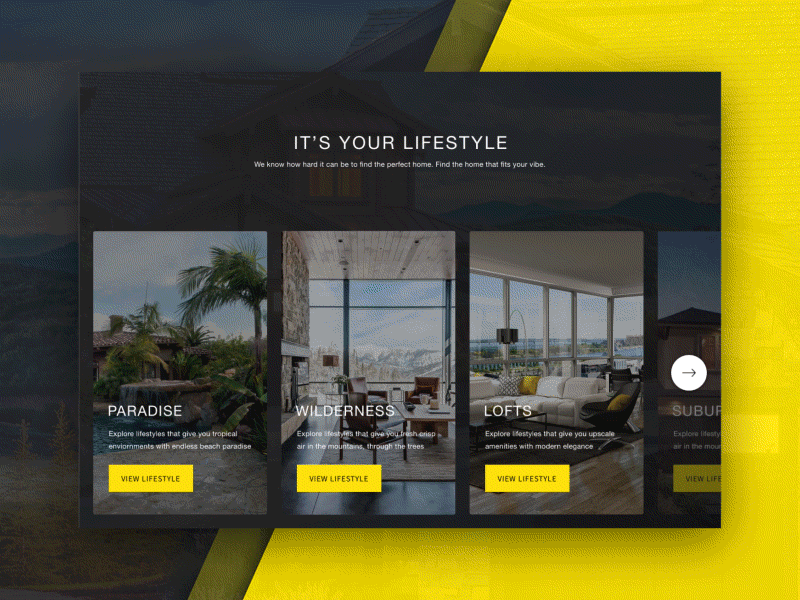 Real Estate Lifestyle Animation animation app black flag principle real estate sketch ui ux website