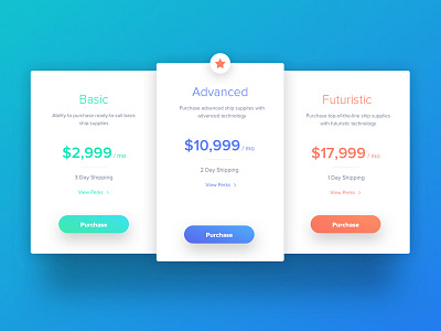 Pricing Structure blue bright gradient green orange photoshop price shadow sketch step ui ux