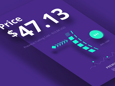 Gasoline Price Indicator app display gas green hud interface meter photoshop price purple sketch ui