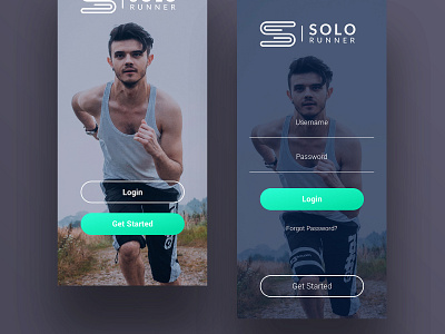 Solo Runner Login App Screen | Solo Runner app blackflagcreative design green illustration login mobile photoshop responsive run sketch ui ux