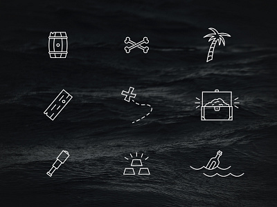 Pirate Icons | Black Flag Creative blackflagcreative icons illustration illustrator line icons logo nautical photoshop pirate sea sketch ui ux water white