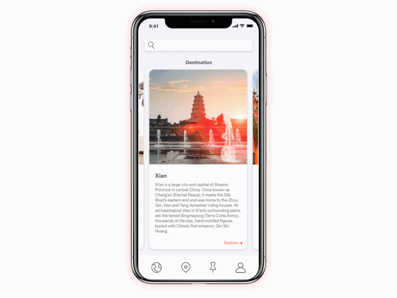 Iphone X Card Swiping card view swiping gif interaction interface ios iphonex mobile prototype travel ui ux