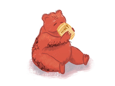 Hungry Bear 2d animal bear character children cute drawing illustration procreate sleep sticker