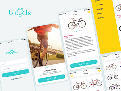 Bicycle App Presentation app mobile app screens ui ui design ux ux design visual