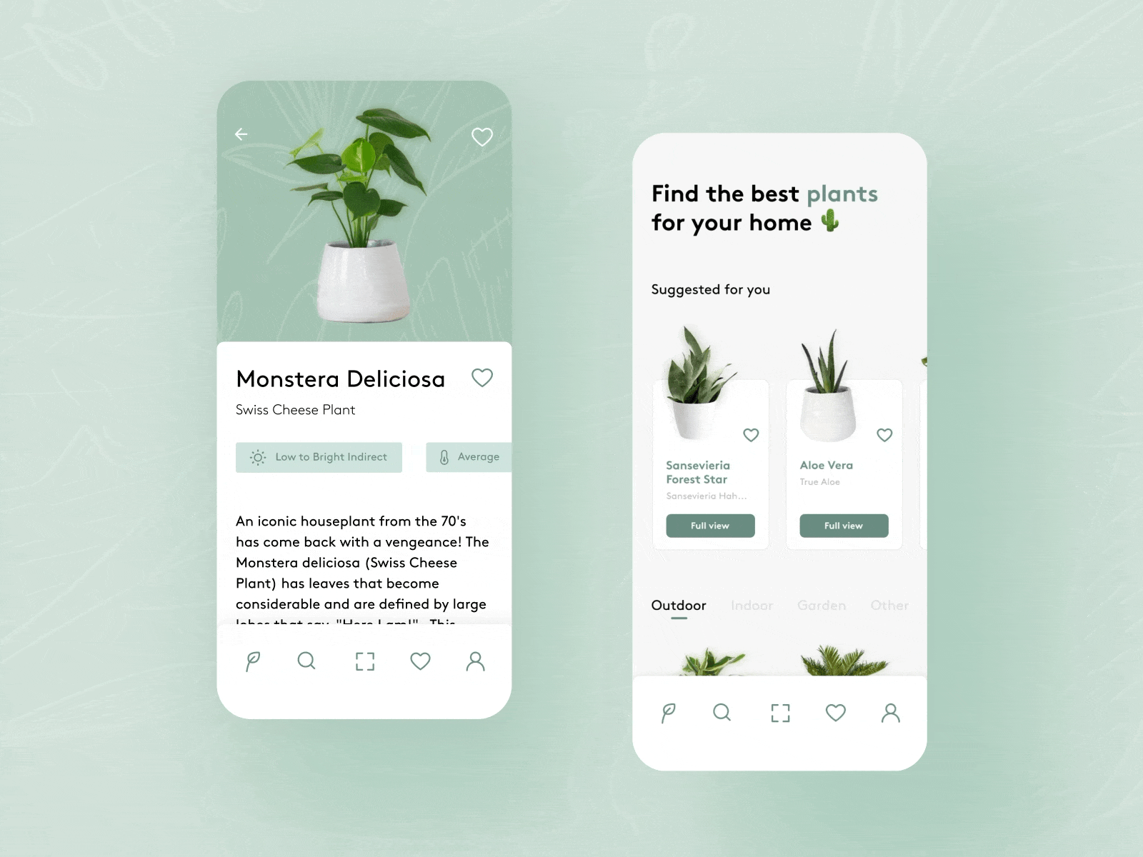 Plant Care App UI app design app ui flower flowers green plant plant app plants tree trees ui uidesign