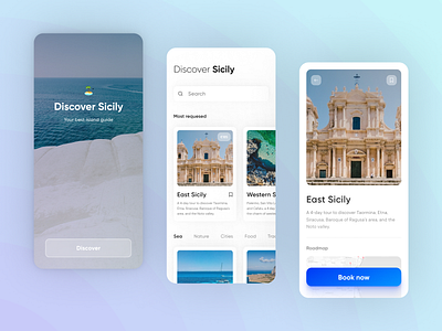 Discover Sicily: travel guide app app app design guide app sicily travel travel app travel guide trip ui ui design