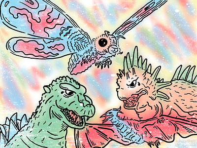 Kaijur creatures digital illustration japan kaiju monster photoshop television series japon