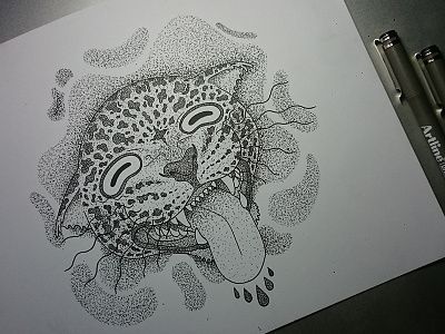 Jaguar animal black n white dots illustration jaguar sketch