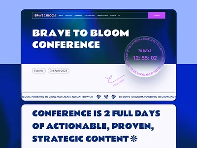 Conference Website app blue conference design desktop flat flowers fradient herobanner homepage landing shadow timer ui ux uxui web design webdesign website