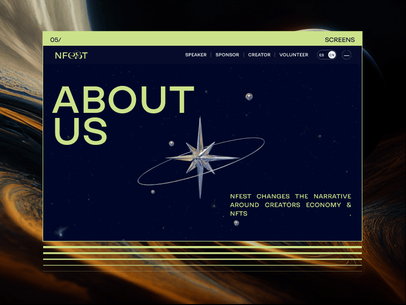 NFEST | Conference website about us animation branding conference dark theme design graphic design space stars ui ux uxui web web design website