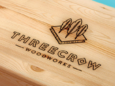 Threecrow burn crow feather furniture logo mill wood