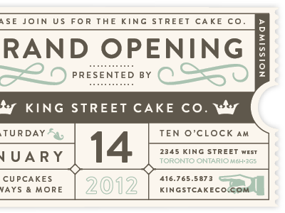 King Street Cake Ticket grand opening ticket cake