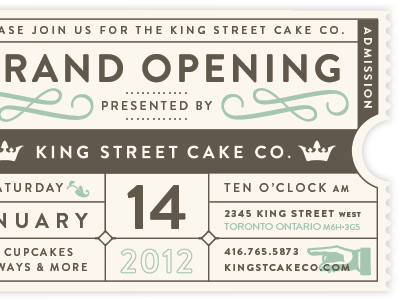 King Street Cake Ticket cake grand opening ticket