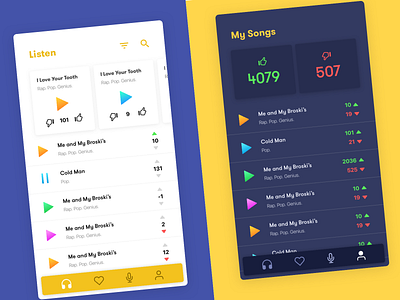 Private Concert - Anonymous singing app app custom navbar dark design music singing ui ui ux voting