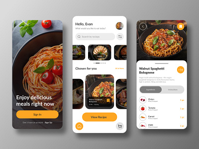 Recipe Food Aplication mobile ui