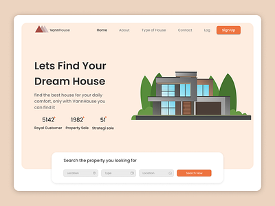 House Landing Page house illustration landing page ui web desain