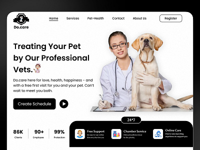 Black Theme Pet Care Web Ui.