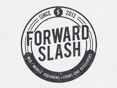 Forward Slash Badge Logo badge logo community designers front end malaysia mobile stamping web