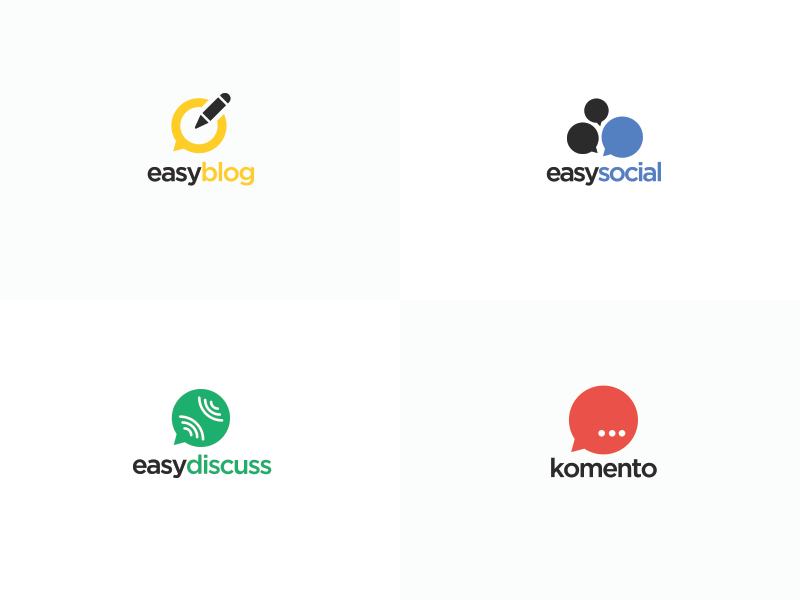 Redesign Product Logo blogging branding easyblog easydiscuss easysocial forum joomla component komento logo redesign social networking stackideas