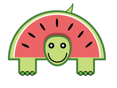 Melon design fruit logo turtle