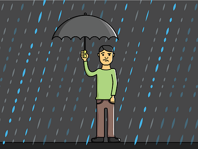 Stuck in Rain flat illustration rain rainy sunday sad waiting