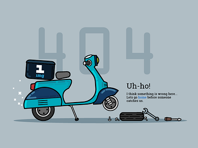 404 Page #Error - Daily UI 008 404 404 page broken broken scooter daily ui daily ui challenge day 8 error flat illustration illustration scooter scooter illustration