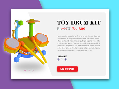 E-Commerce (Single Item) - Daily UI 012 add to cart daily ui discount drum kit drums e commerce kids product product page product screen single item toy drum