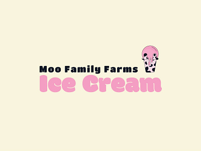Moo Family Farms branding cow dailylogochallenge design easy graphic design icecream illustration illustrator logo logochallenge pink simple tlsb toleavesomethingbehind yellow